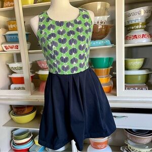 Betabrand Navy Blue and Green Floral Dress - Size 6